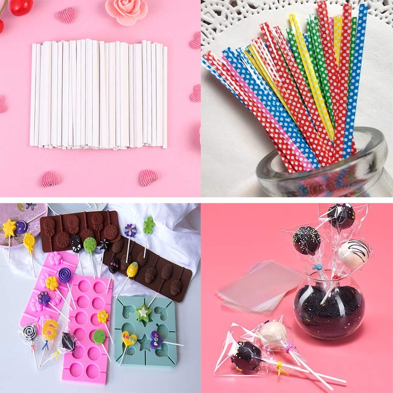 Repinsta Lollipop Cake Pop Treat Bag Set Including 100pcs Parcel Bags, Papery Treat Sticks, Colorful Metallic Twist Ties for Making Lollipops, Cake Pops, Candies, Chocolates and Cookies - Image 4